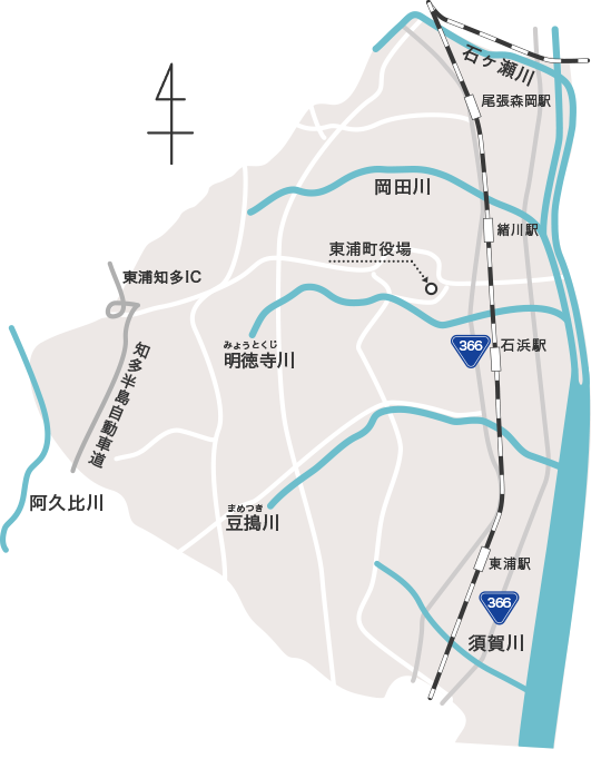 東浦町のマップ
